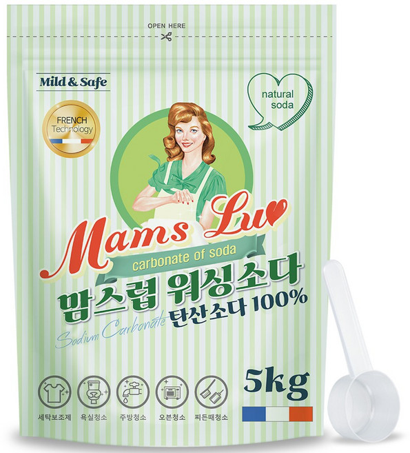 맘스럽 워싱소다 탄산소다 초강력 세탁보조제 100% 탈취인증, 5kg, 1개