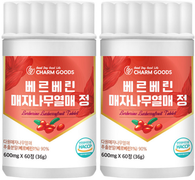 고함량 베르베린 매자나무열매 미숙여주 주정 추출 분말 정 캡술 BERBERINE, 2개, 60정