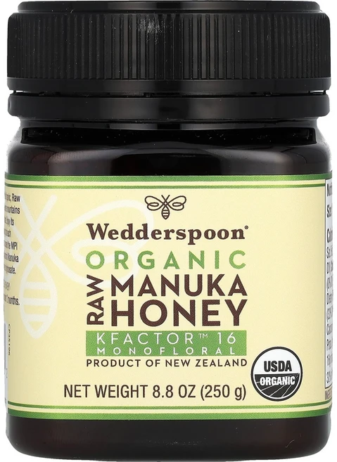 Wedderspoon 유기농 무가공 마누카 꿀 KFactor 16 250g(8.8온스), Wedderspoon 유기농 무가공 마누카 꿀 KFac, 1, 250g - 쿠팡