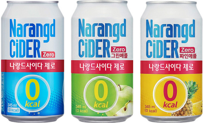 나랑드사이다 제로8+그린애플8+파인애플8 345ml