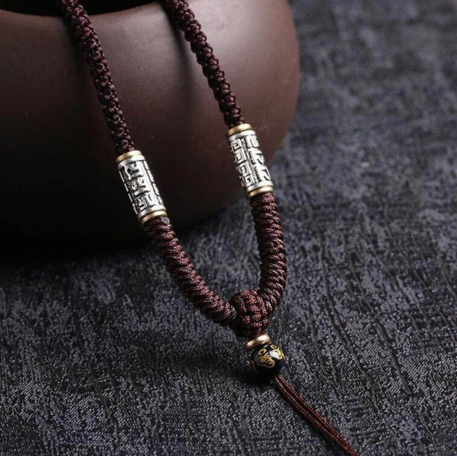 목걸이줄 옥목걸이줄 옥펜던트목걸이 옥펜던트 목걸이로프 펜던트로프 불교용품 불교장식, 브라운로프, 1개