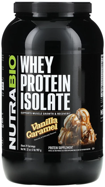 NutraBio 분리유청단백질 바닐라 캐러멜 907g(2lb) NutraBio (뉴트라바이오), 907g, 1개 - 쿠팡
