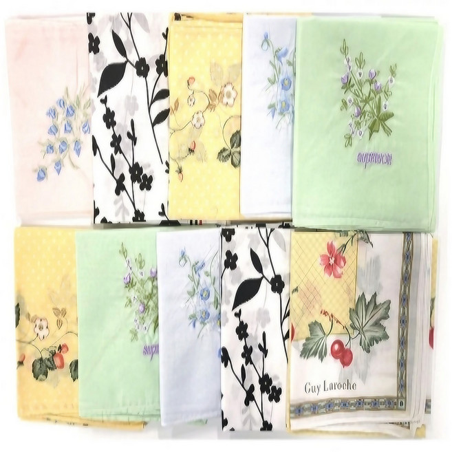 알뜰살림 여성손수건 쁘띠 10장 세트 손수건