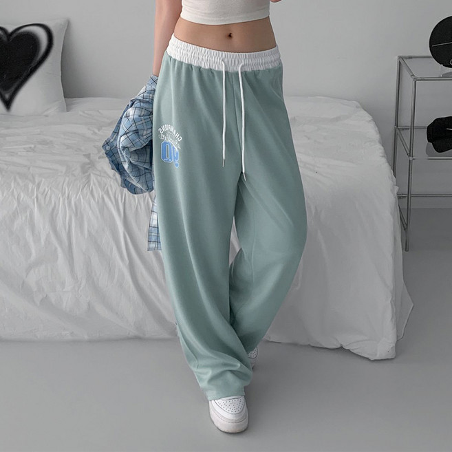 다미타니 배색 밴딩 와이드 트레이닝 데일리 긴바지 팬츠 OCZ0926