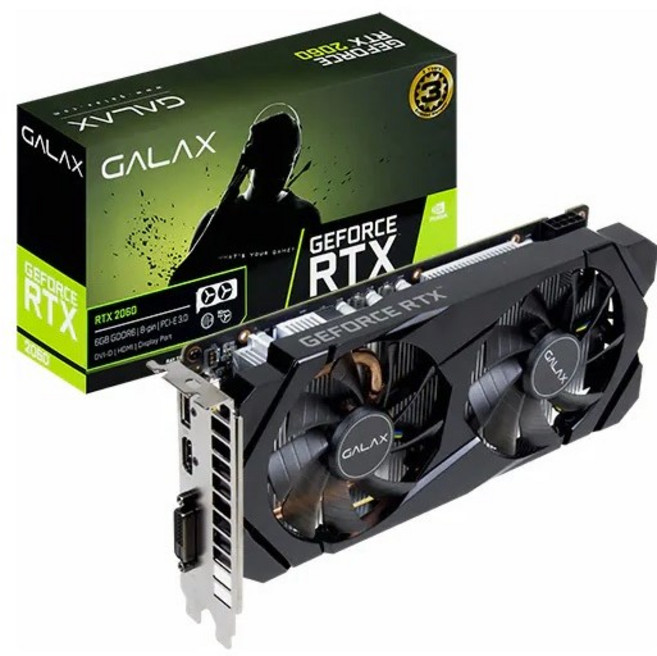 게이밍 그래픽카드 갤럭시 GALAX 지포스 RTX 2060 BLACK D D6 6GB 리그오브레전드 오버워치 메이플던파