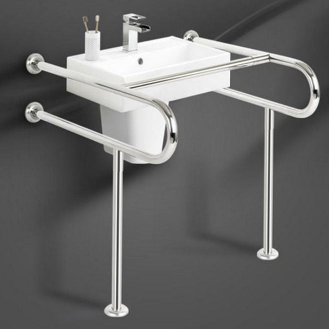 장애인 세면대 안전 손잡이 안전바 노인 세면대 복지 용품 스테인레스 고정바 튼튼한 화장실 지지대 세면기