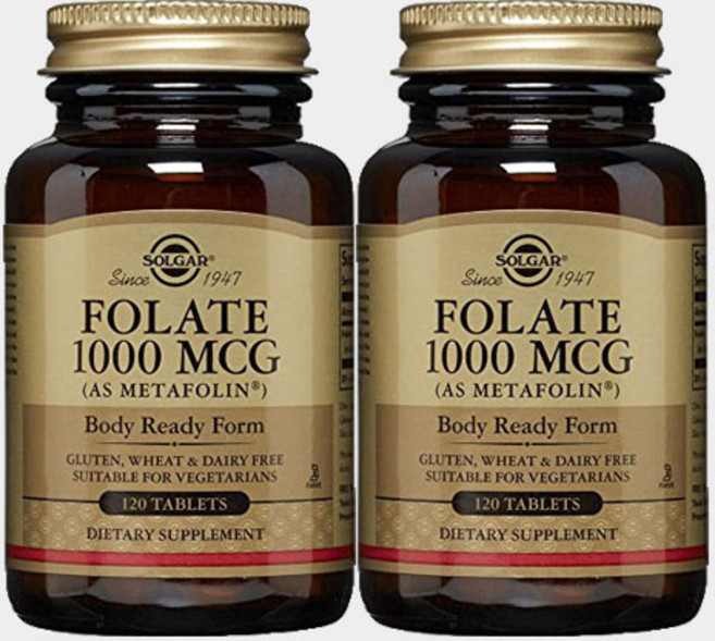 SOLGAR 葉酸無糖素食錠 1000mcg, 120顆, 2罐