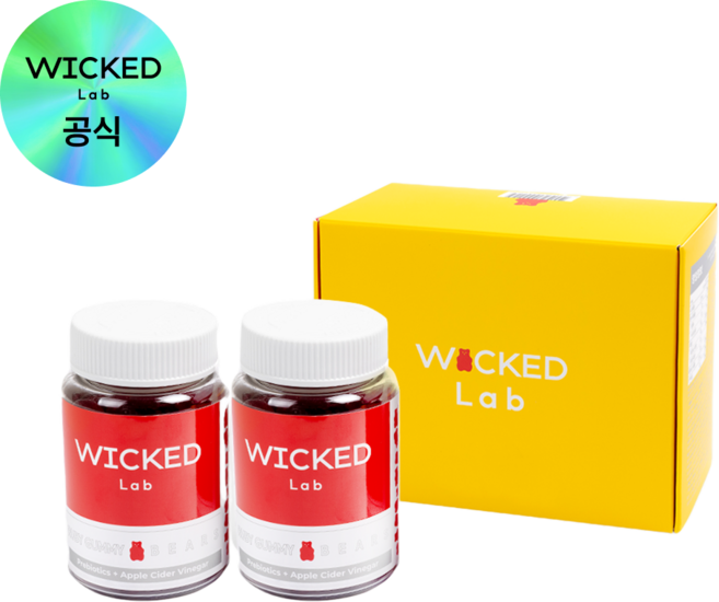 위키드랩 루비구미베어 2병 애사비 프리바이오틱스 식물성 비건 젤리(136구미), 2개, 177g