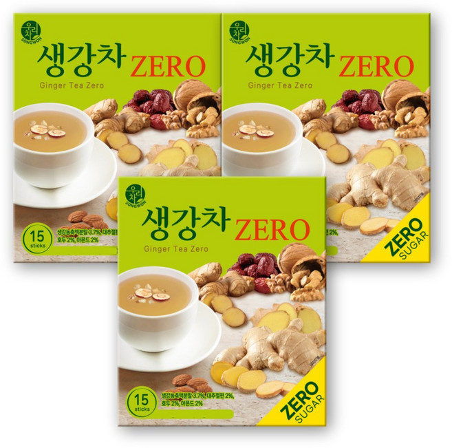 송원 우리차 생강차 제로 15T x 3개, 15g, 15개입