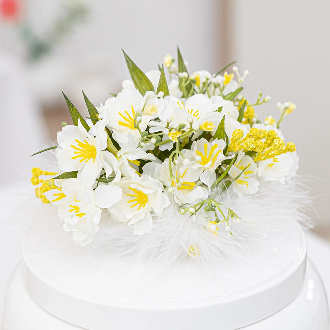 포근한 추억 벚꽃 납골당 장식 15cm 고급 성묘 프리미엄 조화, 화이트, 1개