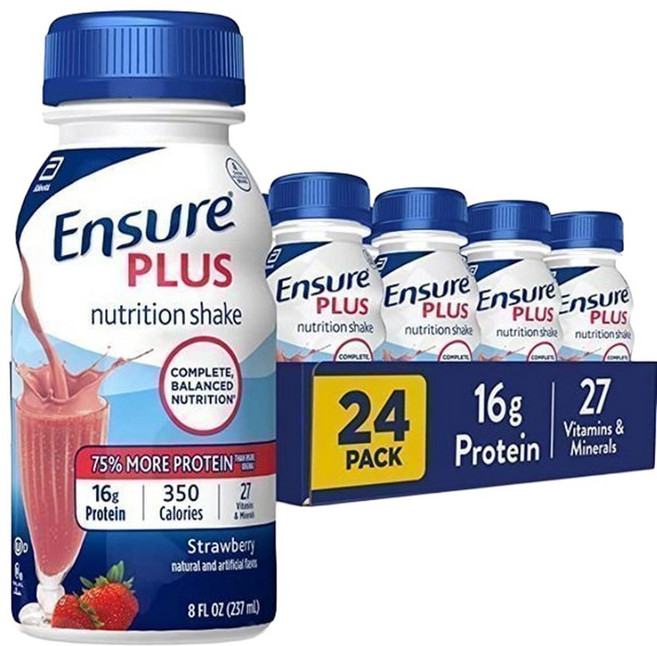 엔슈어플러스 식사대용쉐이크딸기맛237ml24팩 다이어트 프로테인 건강음료 미국배송, 24개, 237ml
