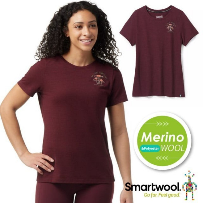 【美國 SmartWool】迷幻蘑菇 送》女 輕薄短袖囻領美麗諾羊毛排汗衣 Sport150 運動T恤 SW016697