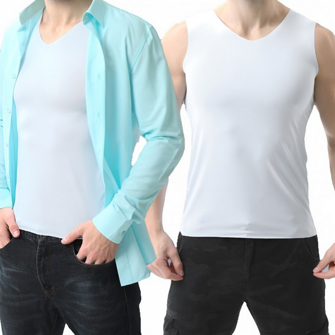 2500배송 심리스 민소매 남자런닝셔츠 노라인 V넥 쿨티셔츠 무봉제 쿨나시