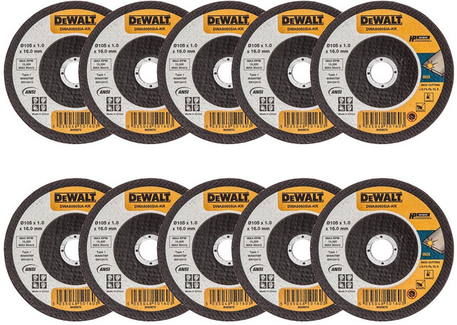 디월트 4인치 그라인더날 절단석 1통 25장 디월트절단석, 10개