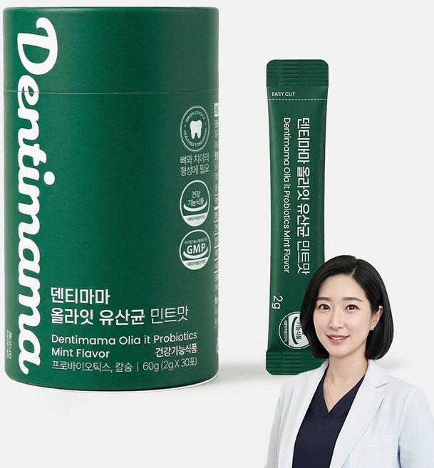 [치과의사 개발] 덴티마마 올라잇 유산균 민트맛, 60g, 1개
