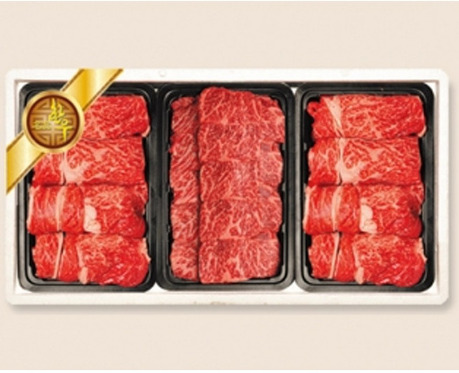 (주)가천린포크 한우 으뜸선물세트 2호(등심+갈비살+등심 각 400g 총 1.2kg), 1개