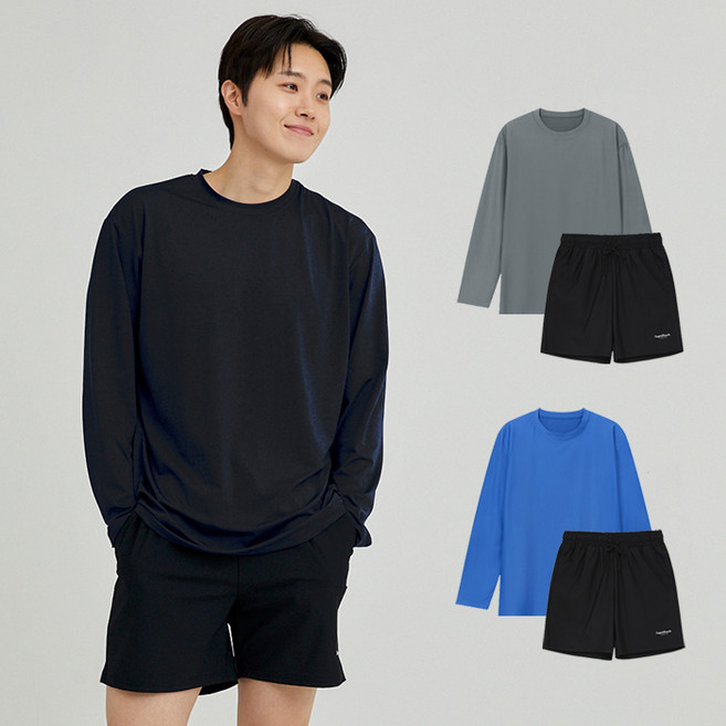 슈가비치 남성 긴팔 래쉬가드+보드숏 세트 BH25-19 비치웨어 반바지 수영복