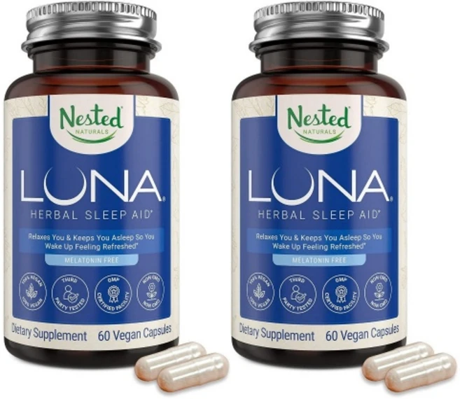 루나 슬립 에이드 허브 Luna Sleep Aid 60캡슐 2병, 2개, 60정 - 쿠팡