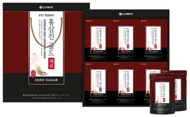 LG 생활건강리튠 홍삼진 제로골드 50ML*24포B4 4세트, 50ml