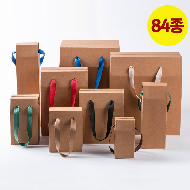 끈 손잡이 선물상자 답례품 단체 선물 컵 포장 무지 원터치 조립 높은 박스, 1개, 크라프트