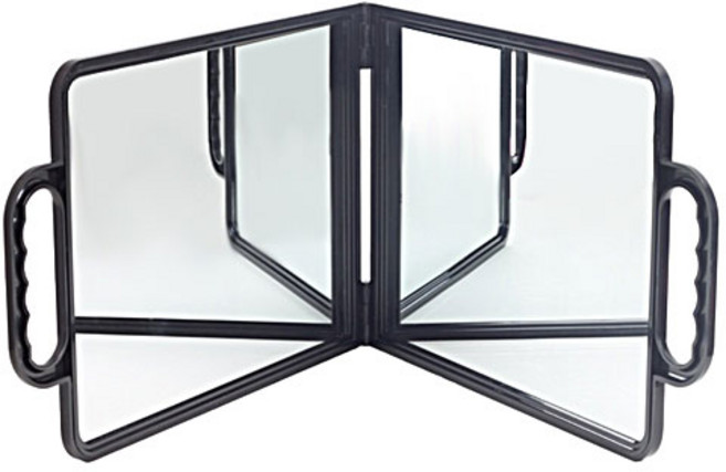 양면 폴더 사각 뒷거울 접이식 미용실뒷거울, 블랙