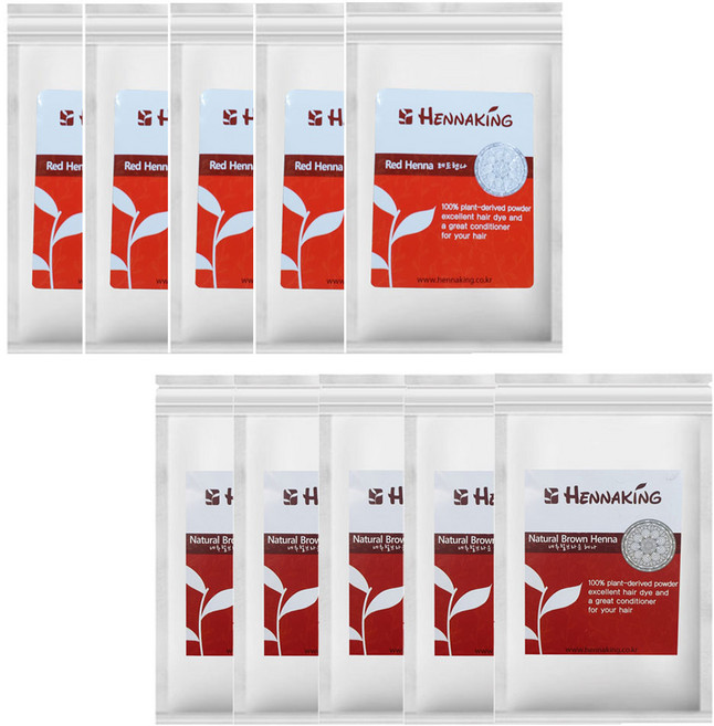 헤나킹 천연헤나염색약, 1개, 레드5 브라운5