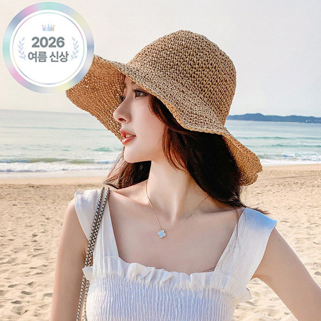 디모어 여성 여름 밀짚 버킷햇 바캉스 비치 모자