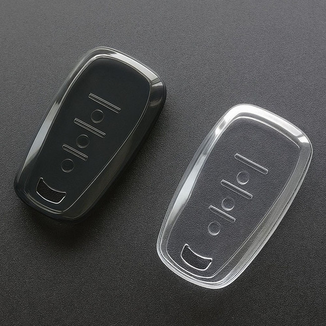 (1+1)라임리빙 쉐보레 호환 차키케이스 자동차 키케이스 투명, 클리어 화이트+블랙, 쉐보레-01
