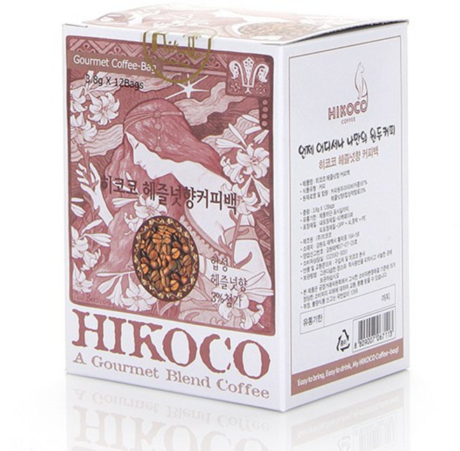 히코코 헤즐넛향 커피티백, 1개, 12개입, 3.8g