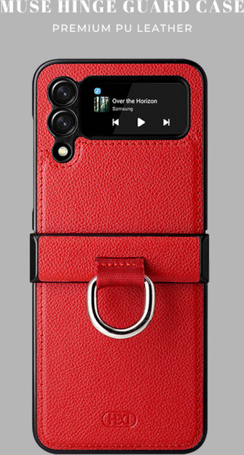 갤럭시 z플립3/4 뮤즈 정품 링가드 힌지보호 핑거링 가죽 케이스