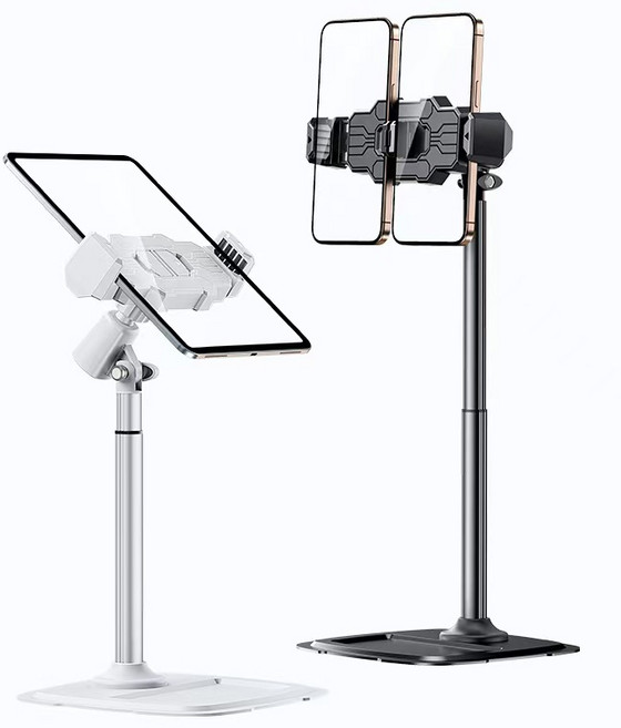 Hqzoomee 높이조절 탁상용 스탠드휴대폰거치대 흔들림방지 튼튼한 책상 침대 항공샷 수직촬영 핸드폰거치대 TSZJ190, 1개, 화이트