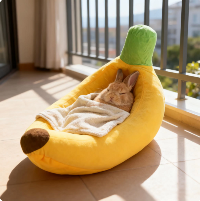애완동물침대 푹신푹신 꿀잠 방석 펫쿠션, 바나나