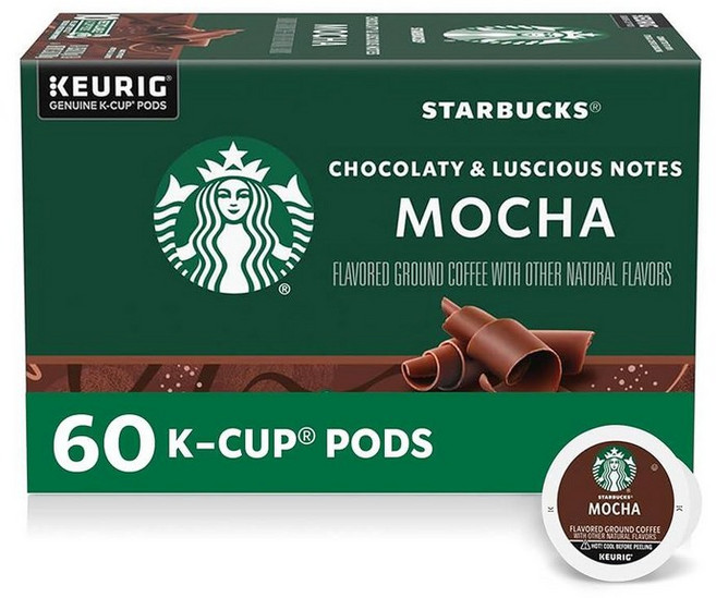 Starbucks K컵 커피 포드 미디엄 로스트 커피 콜롬비아 100% 아라비카 6박스 (총 60포드), 모카