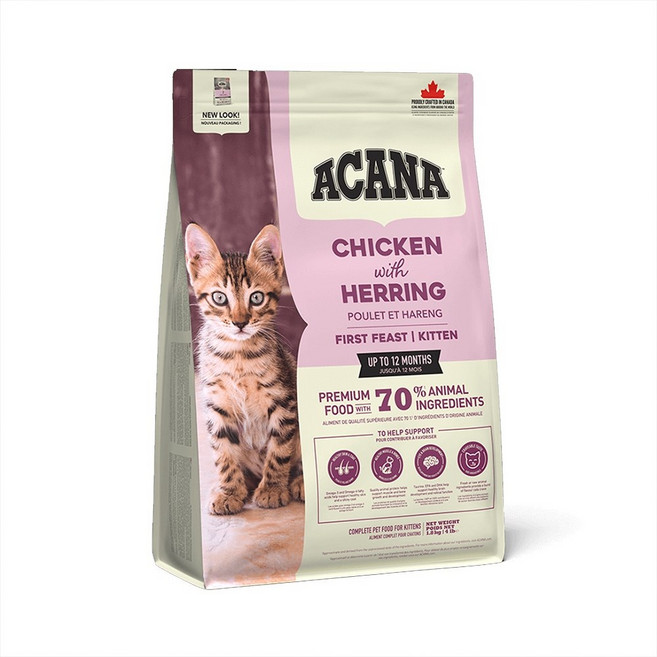 ACANA 第一盛宴 幼貓糧 雞肉 鯡魚 1.8kg 高動物成分 無穀配方, 1個, 第一盛宴貓 雞肉+鯡鮮雞蛋, 雞