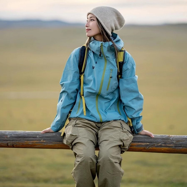여성 바람막이 점퍼 등산복 방풍 방수 재킷 아웃도어 후드 경량 간절기 파우치 HF
