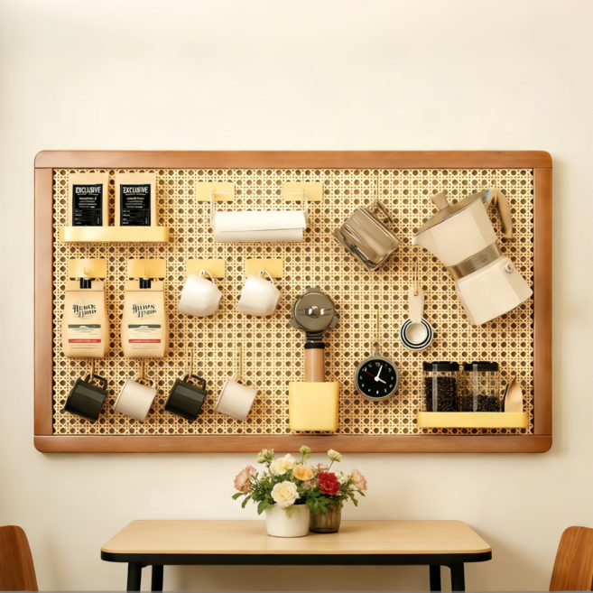 다용도 테이블 타공판 정리 선반 도구 수납 타공판 인테리어 선반 악세서리 80*40cm/100*40cm, 갈색, 1개