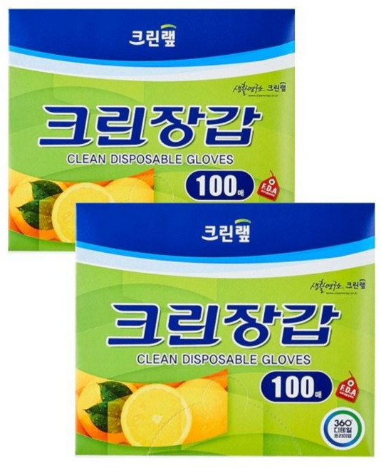 크린랩 크린장갑 100매, 100개입, 2개