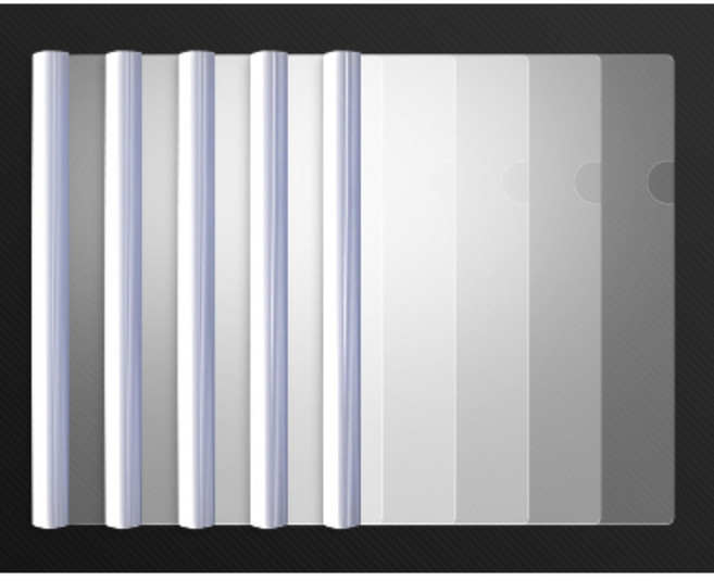 [오소사소] A4 투명 파일 클립 폴더 쫄대 파일 화이트 8P 한세트, 8개, 1cm(80장 가능)