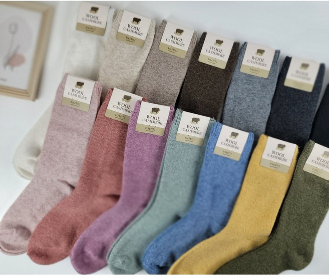 울양말 마리 캐시미어양말 양모 따뜻한 니트 고급 여자 겨울국산 롱 무지 단색 양말 선물 수족냉증