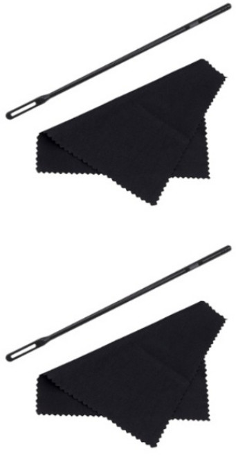플룻 청소 봉 플루트 천 내부 세척 도구 클리너 용품 2pcs 1set, 블랙, 1개, 봉 2개 + 천 2개