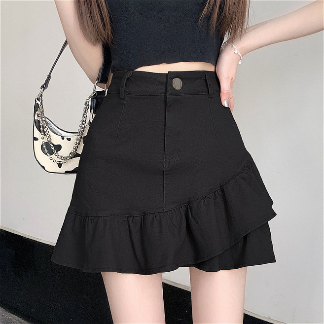 SAHINER여성 봄 여름 프릴 미니 스커트 A라인 캐주얼 데일리룩 ADQ15