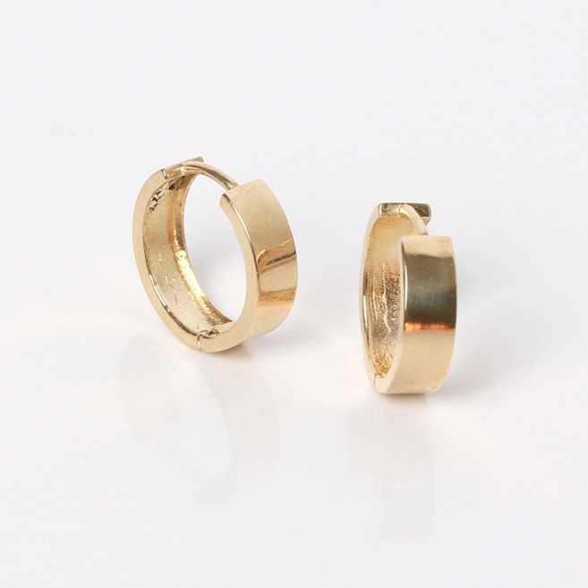 오로프 전체 14K 금 와이드 민자링 원터치 귀걸이 (1짝)