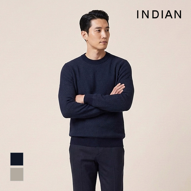 [INDIAN] 인디안남성 솔리드라운드넥 니트_MIVBR3S1161