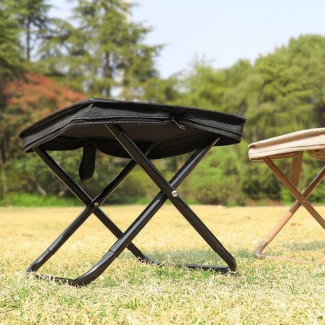 리빙루트 파우치형 초경량 휴대용 접이식의자, 1개, 블랙