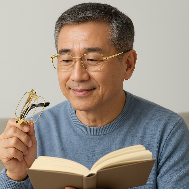 접이식 휴대용 리딩 글라스 메탈 디자인 케이스 포함 P-1416