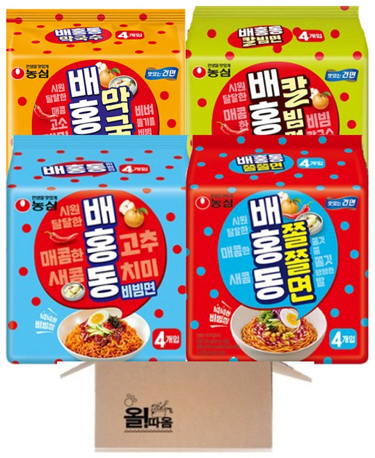 농심 배홍동 4종 멀티 1개씩 (배홍동 막국수+배홍동칼빔면+배홍동비빔면+배홍동쫄쫄면), 1세트