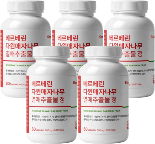 베르베린 다윈매자나무 열매추출물정 고함량/BERBERINE 252000ug, 60정, 36g, 5개