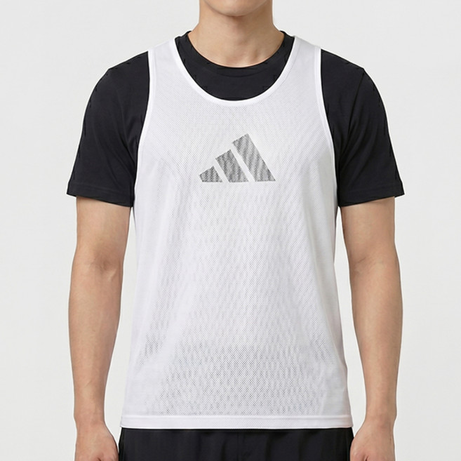 아디다스 ADIDAS training BIB 팀조끼 유니폼 트레이닝웨어 화이트-그레이 로고 화이트, 상세설명참조