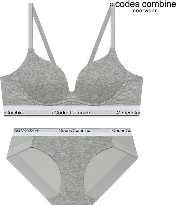 모달 볼륨일체형 노와이어 팬티 세트_멜란지