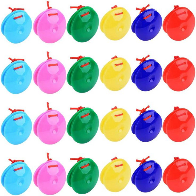 Zeyuan 24 조각 손가락 캐스터네츠 타악기 개발 장난감 리듬 장난감 소년 소녀를위한 다채로운 뮤지컬 캐스터네츠, 5.5cm, 멍청한, 여러 가지 빛깔의, 1개